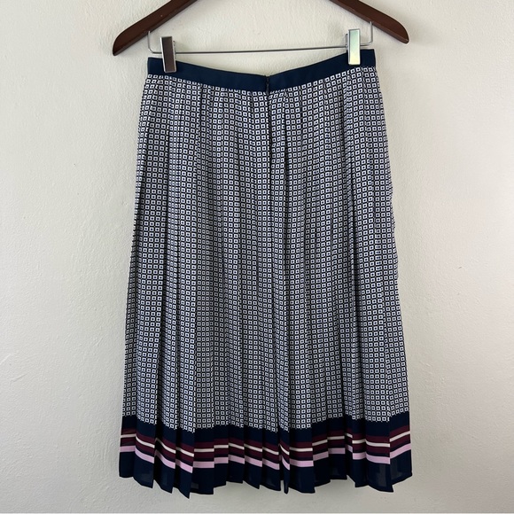 Canvas By Lands End Beautiful Pleated Multi Print Lined Midi Skirt 0 - Picture 8 of 11